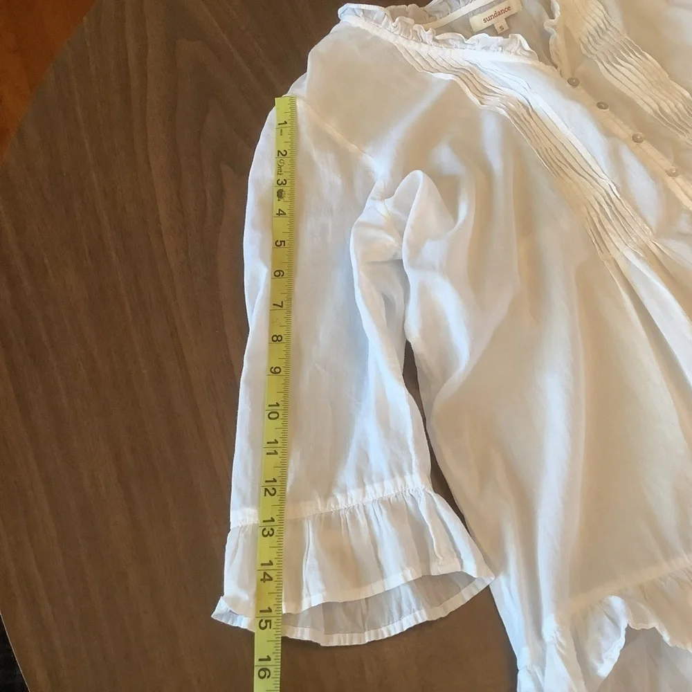 Sundance White Pintuck Lace Boho Tunic Blouse Cottagecore Top Small - Picture 10 of 10